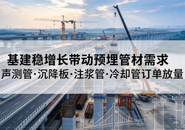 留坝基建稳增长带动预埋监测管材需求，声测管、沉降板、注浆管订单持续放量